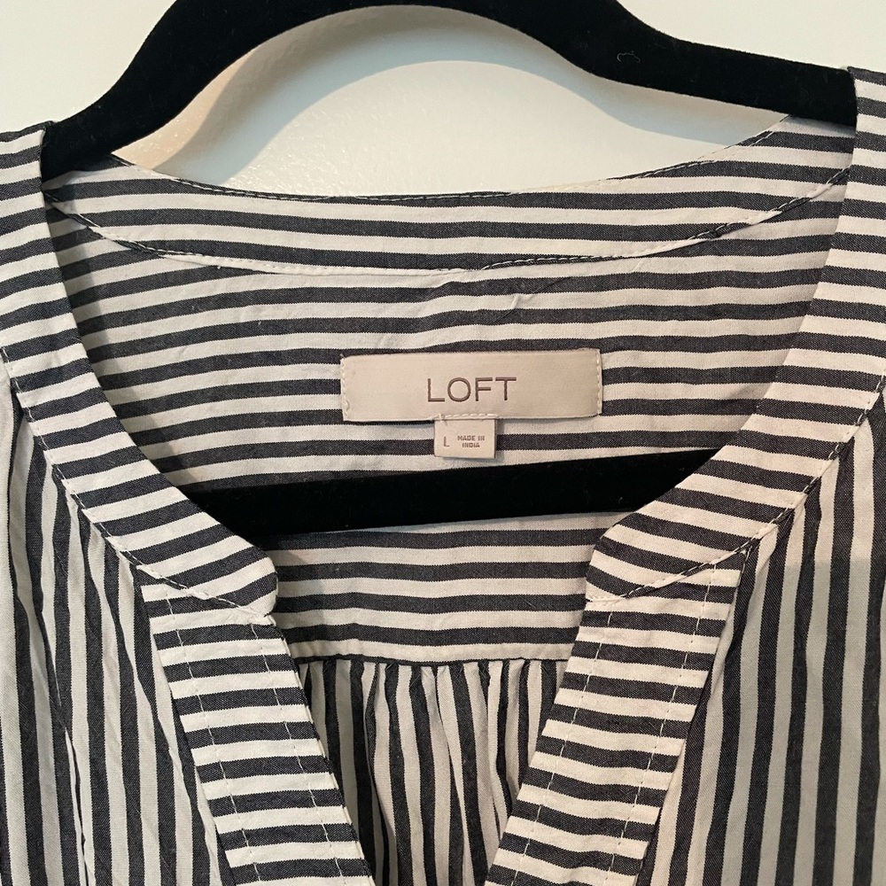 Striped half button down blouse - Picture 2 of 2